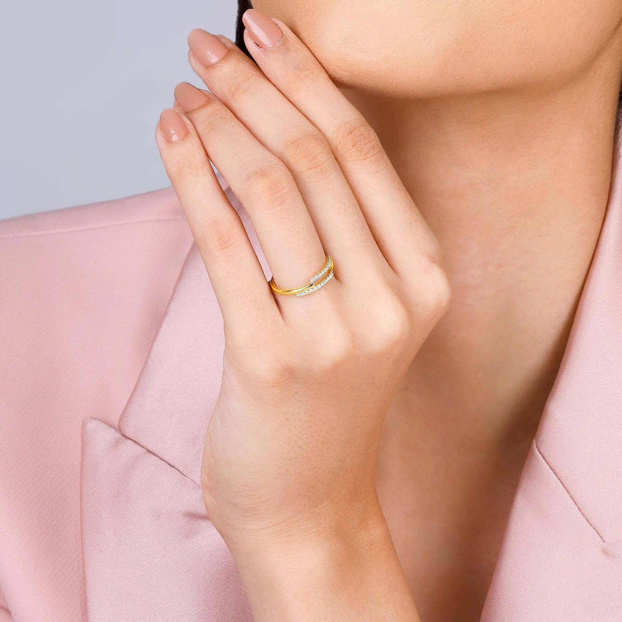 Gold Intertwined Diamond Ring Giva