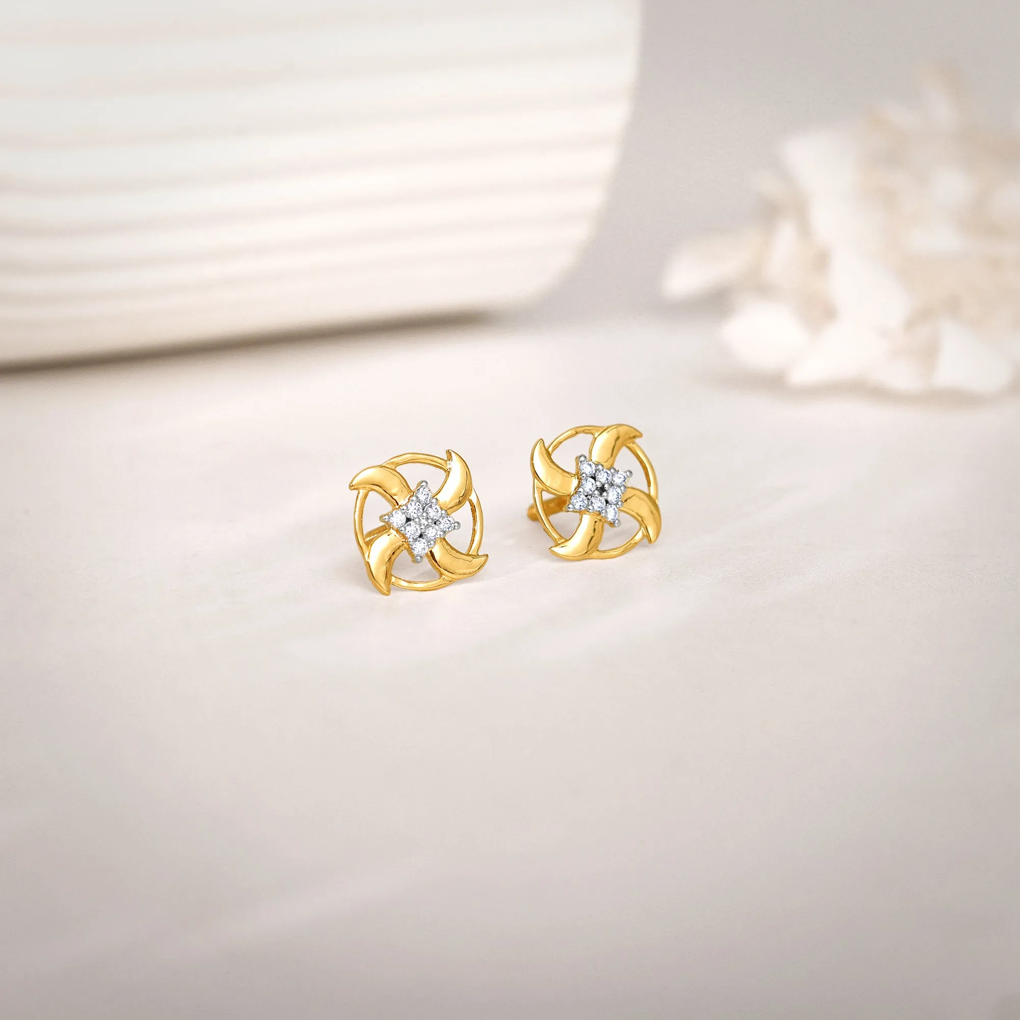 Gold Joy Whirl Diamond Earrings Giva