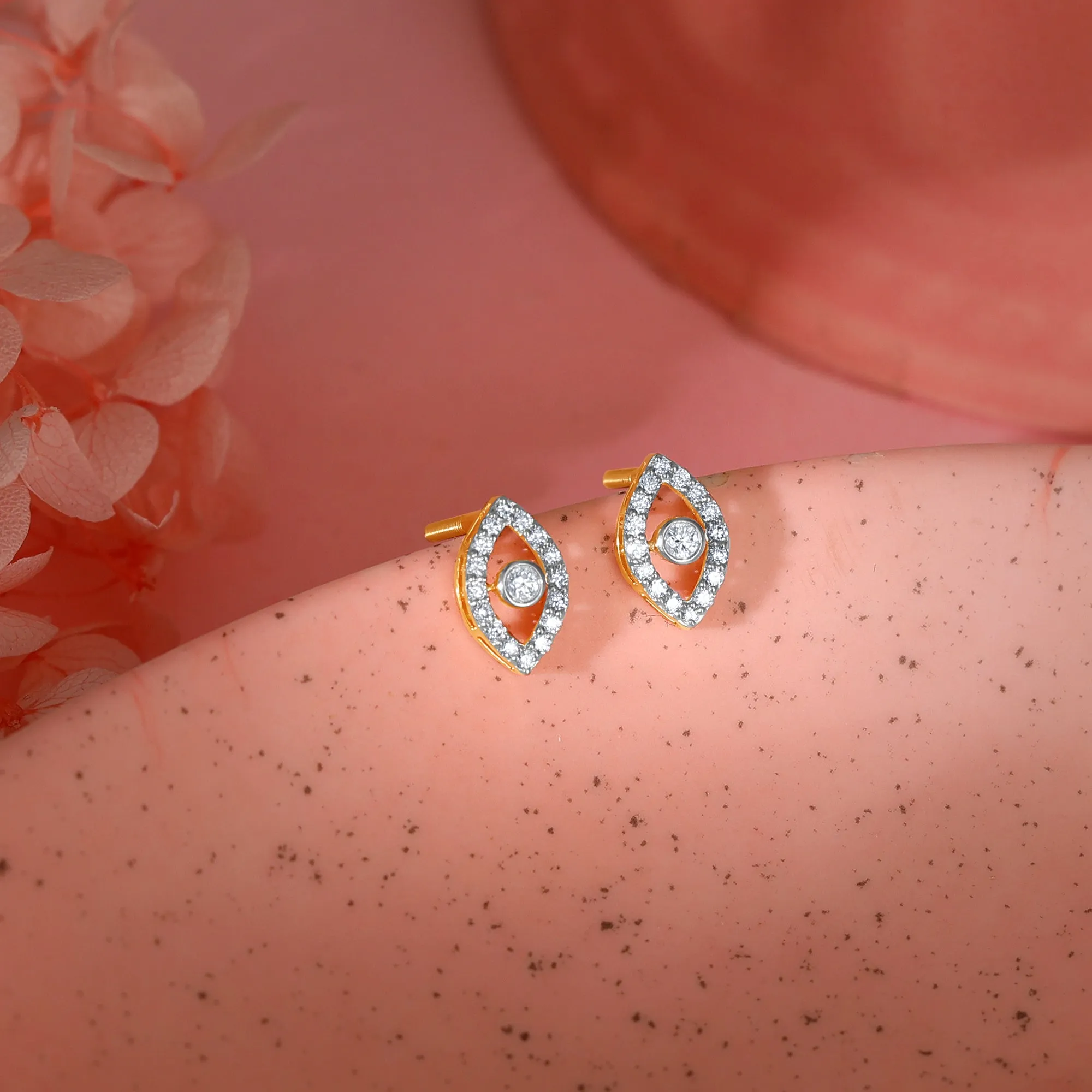 Gold Mystic Eyes Diamond Stud Earrings Giva