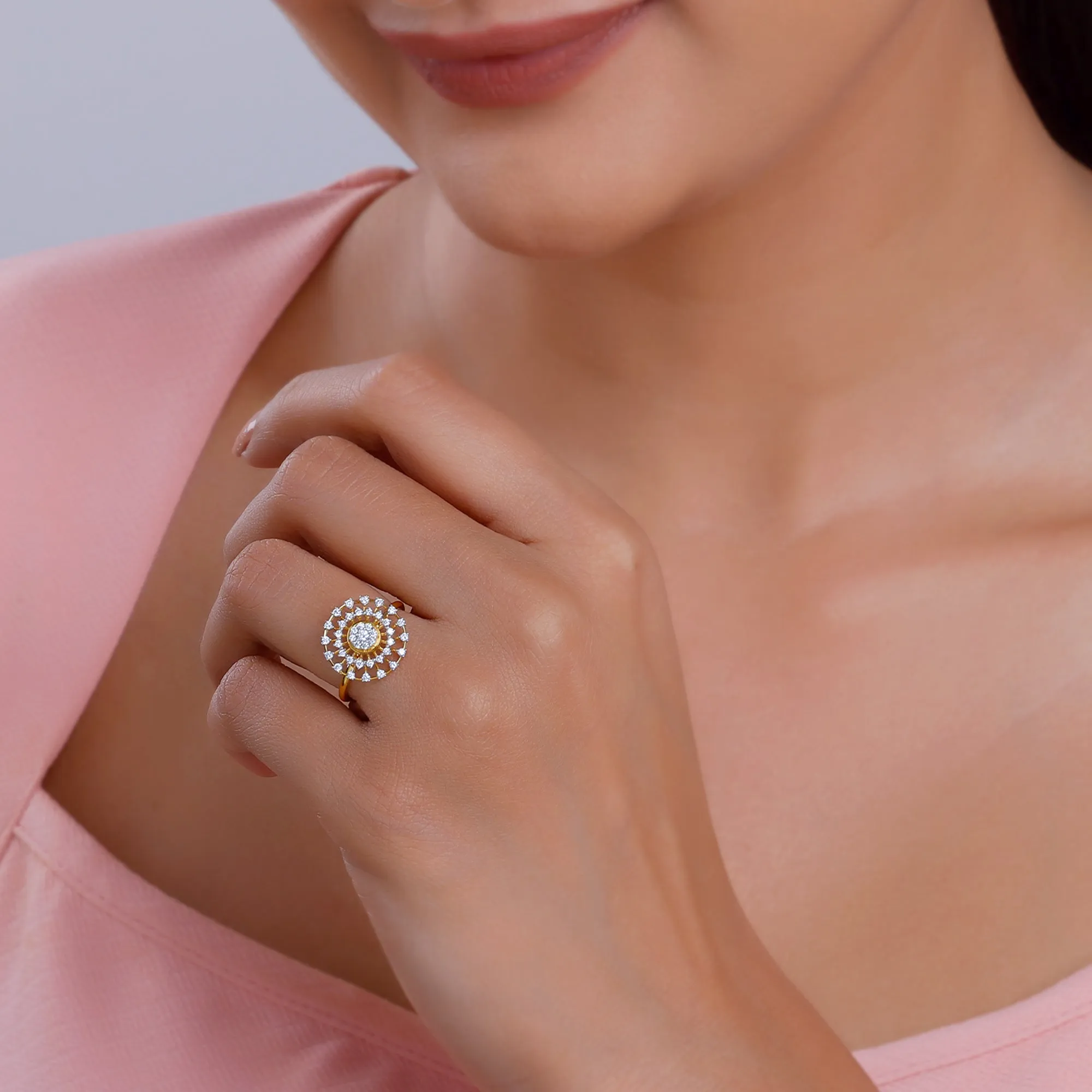 Gold Mystique Bloom Diamond Halo Ring Giva
