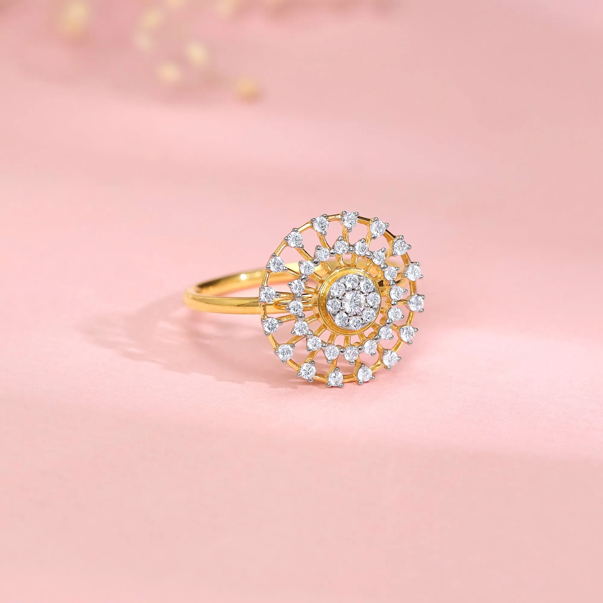 Gold Mystique Bloom Diamond Halo Ring Giva