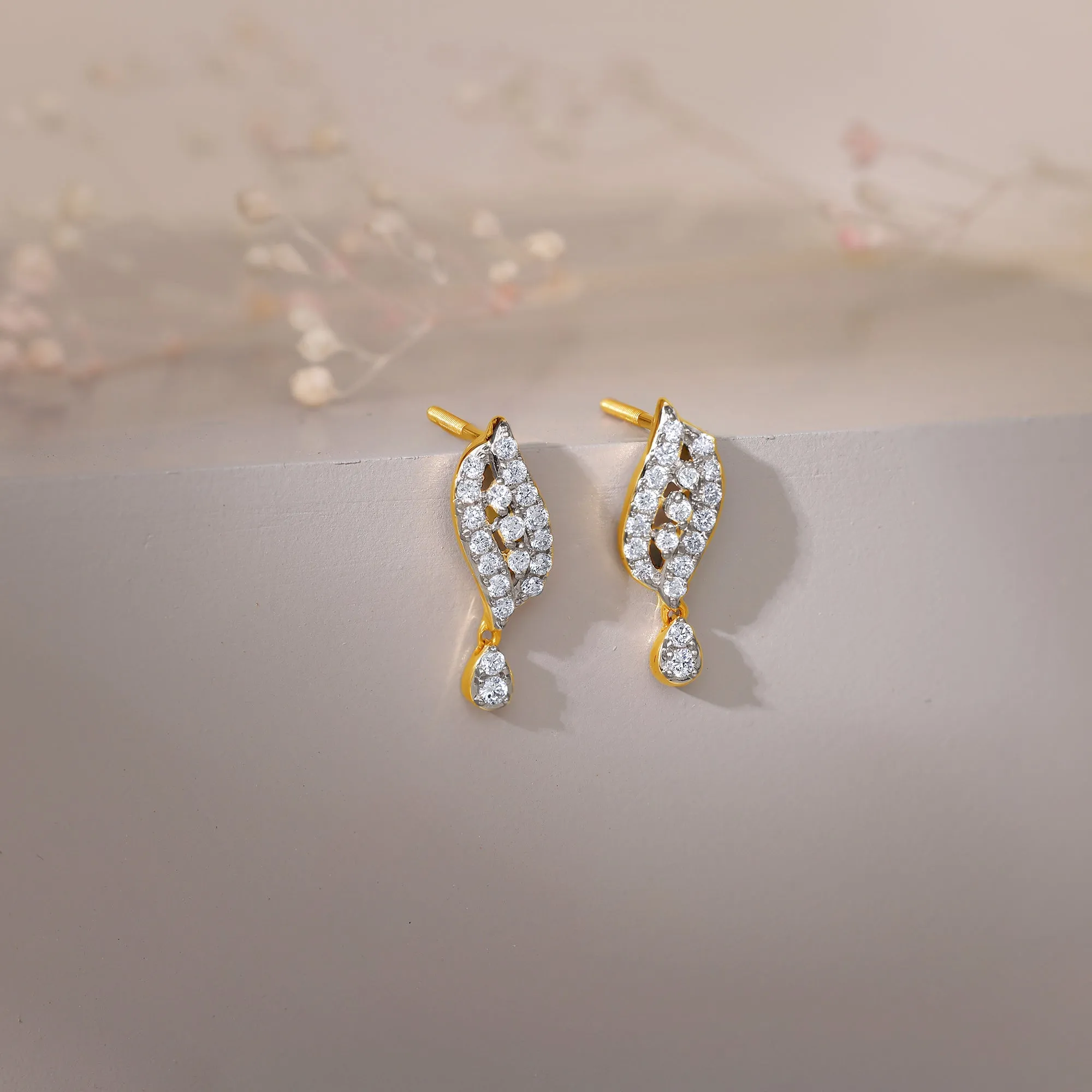 Gold Opulent Halo Diamond Earrings Giva