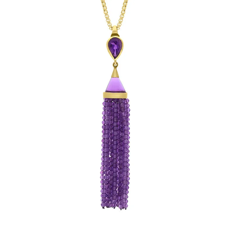 Gold Plated Sterling Silver Amethyst Cascade Tassel Necklace D