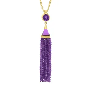 Gold Plated Sterling Silver Amethyst Cascade Tassel Necklace D