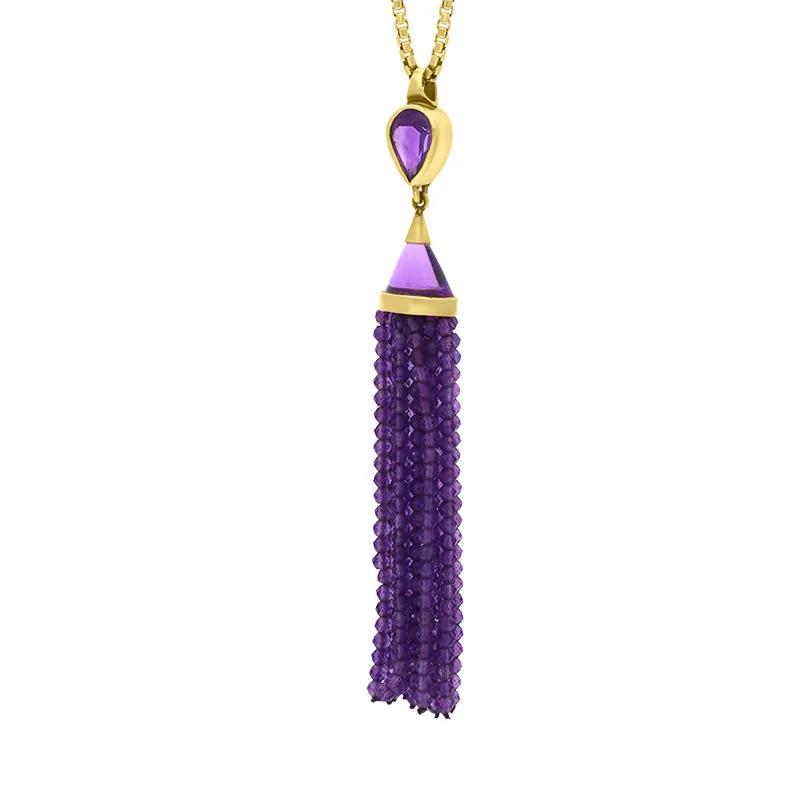 Gold Plated Sterling Silver Amethyst Cascade Tassel Necklace D