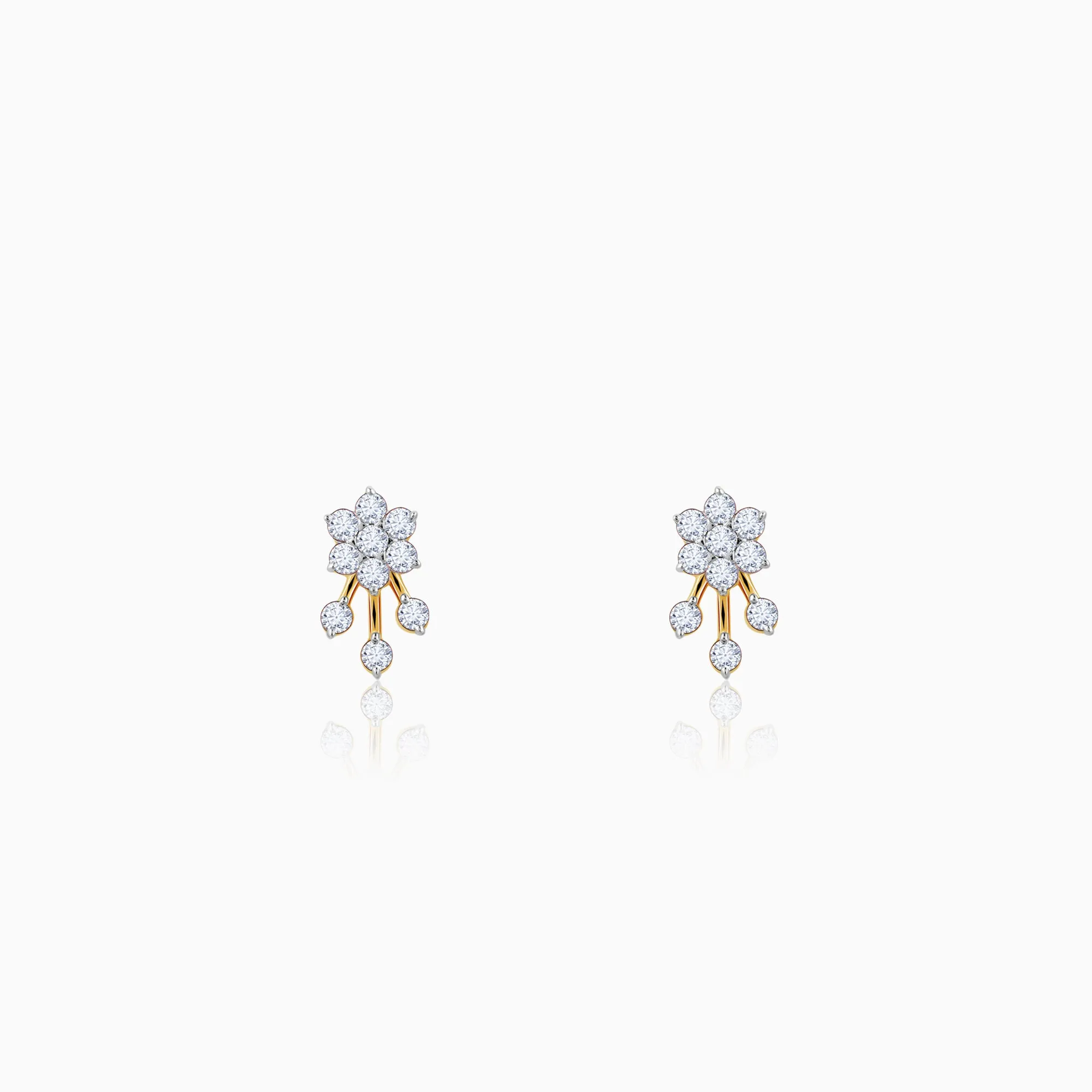 Gold Pretty Floral Diamond Earrings Giva