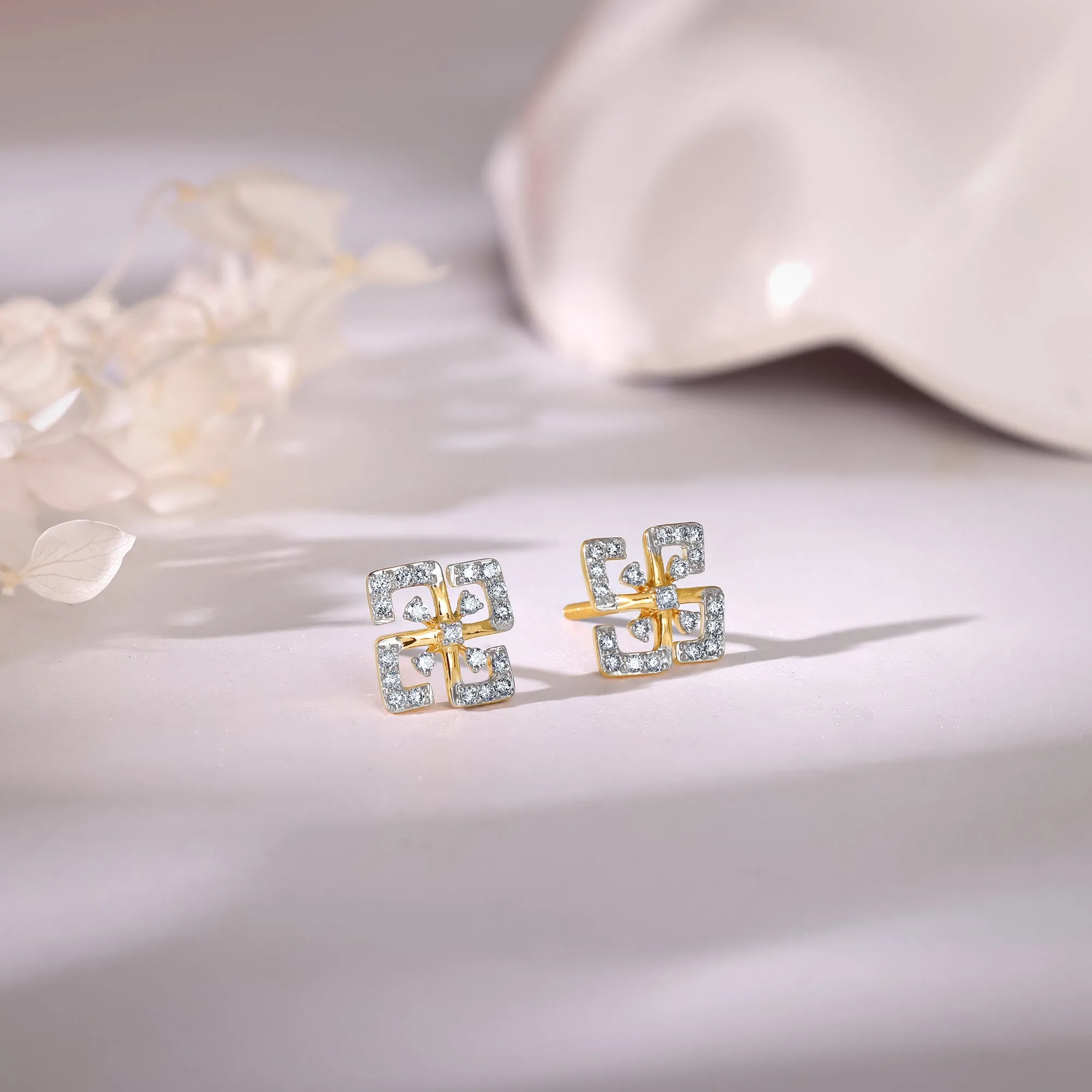 Gold Quadrado Diamond Earrings Giva