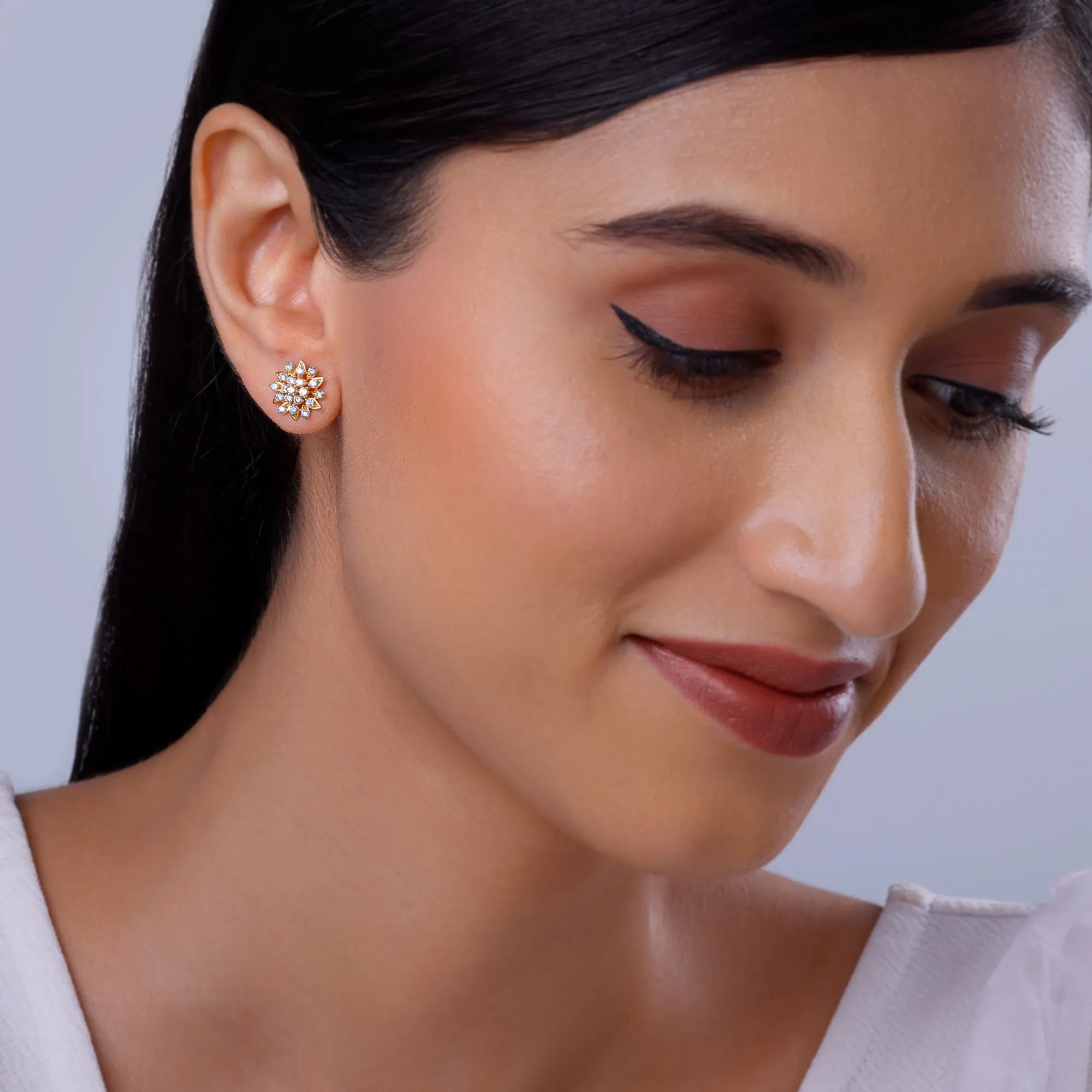 Gold Radiant Blossom Diamond Earrings Giva