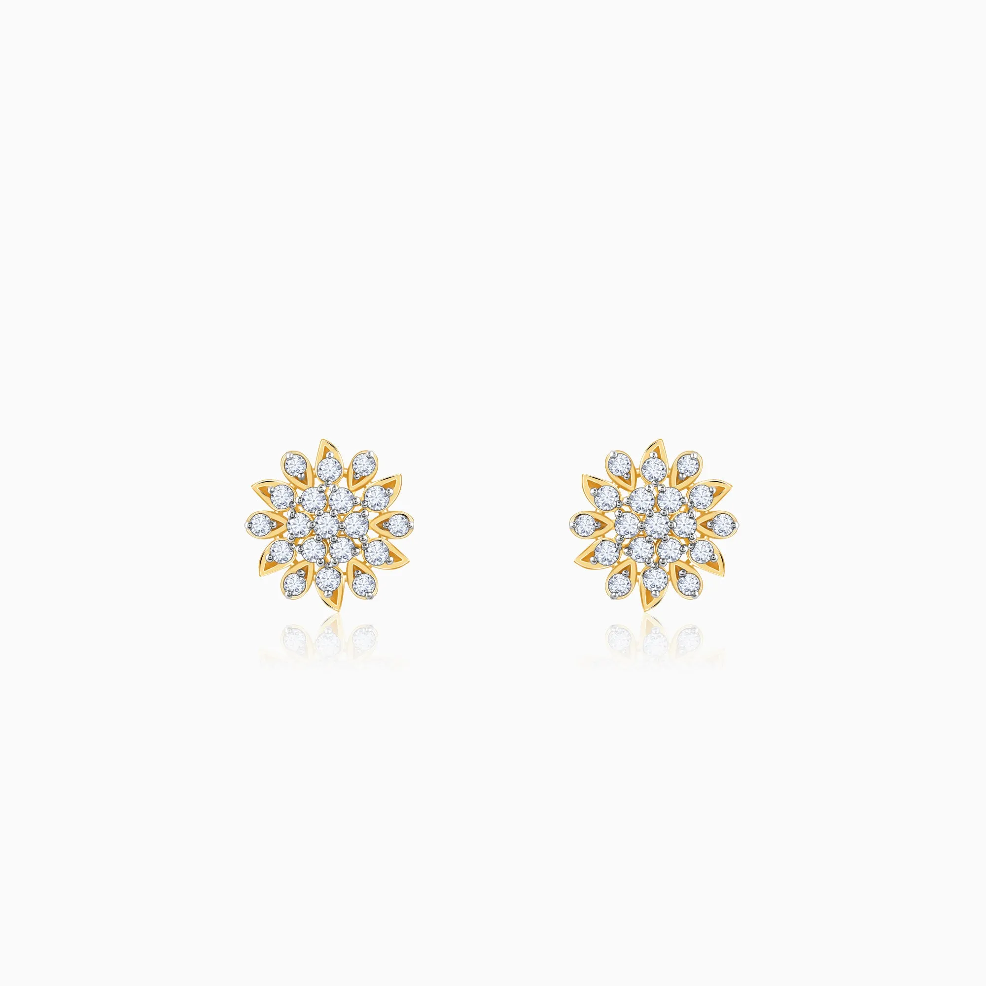 Gold Radiant Blossom Diamond Earrings Giva