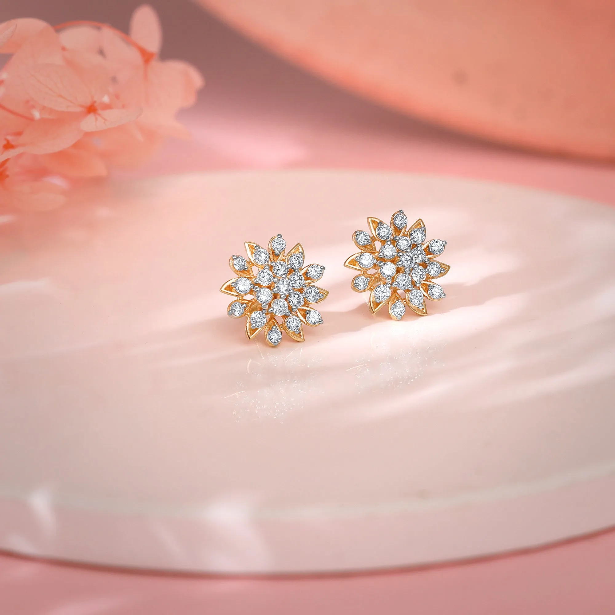 Gold Radiant Blossom Diamond Earrings Giva