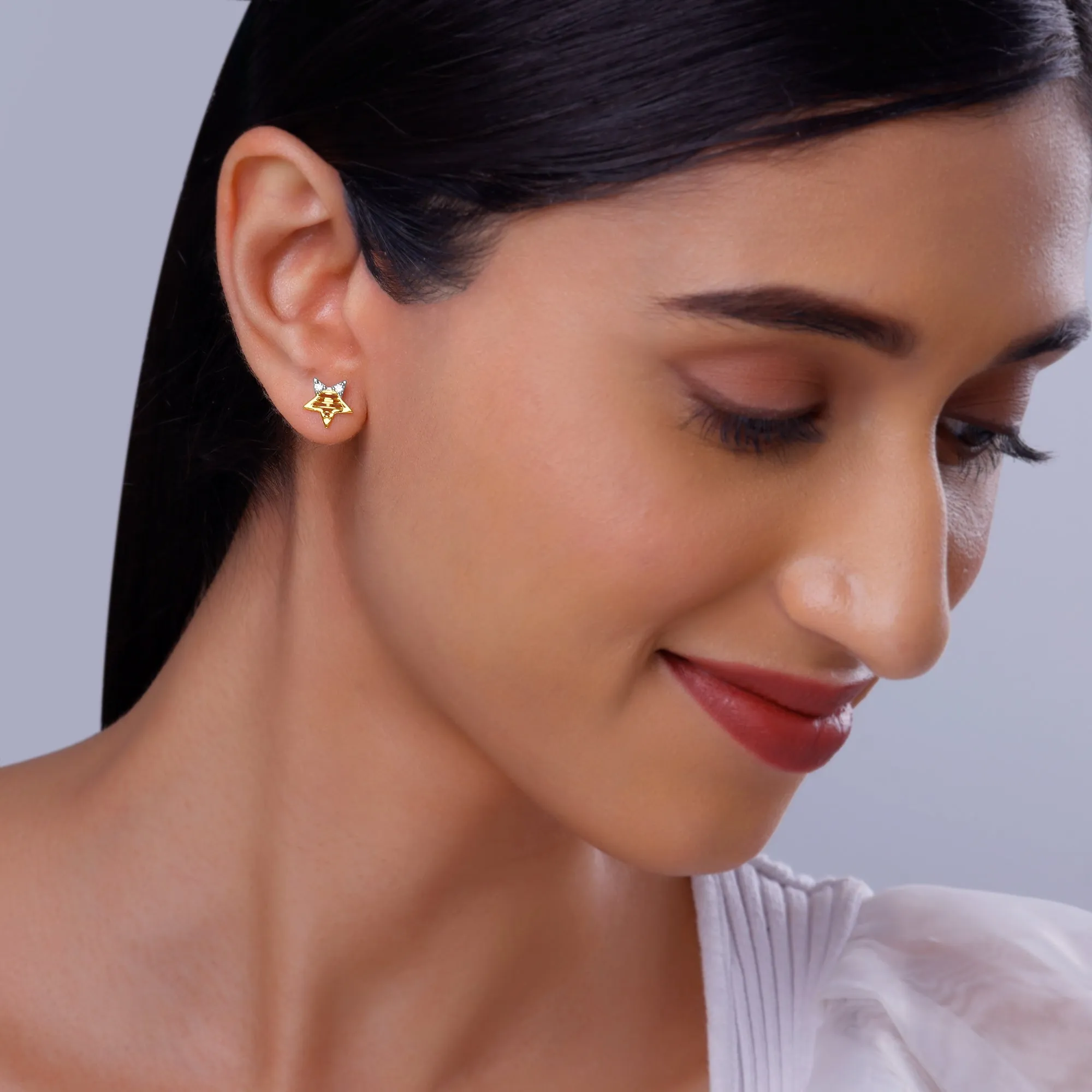 Gold Shining Star Diamond Earrings Giva