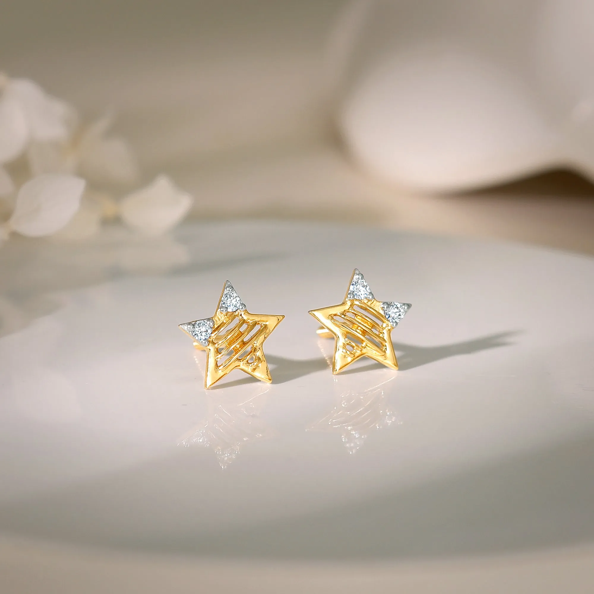 Gold Shining Star Diamond Earrings Giva