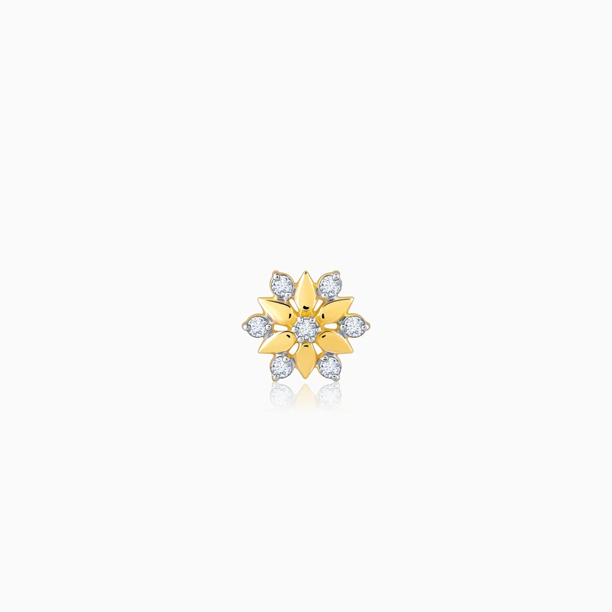 Gold Shinny Floret Diamond Nose Pin Giva