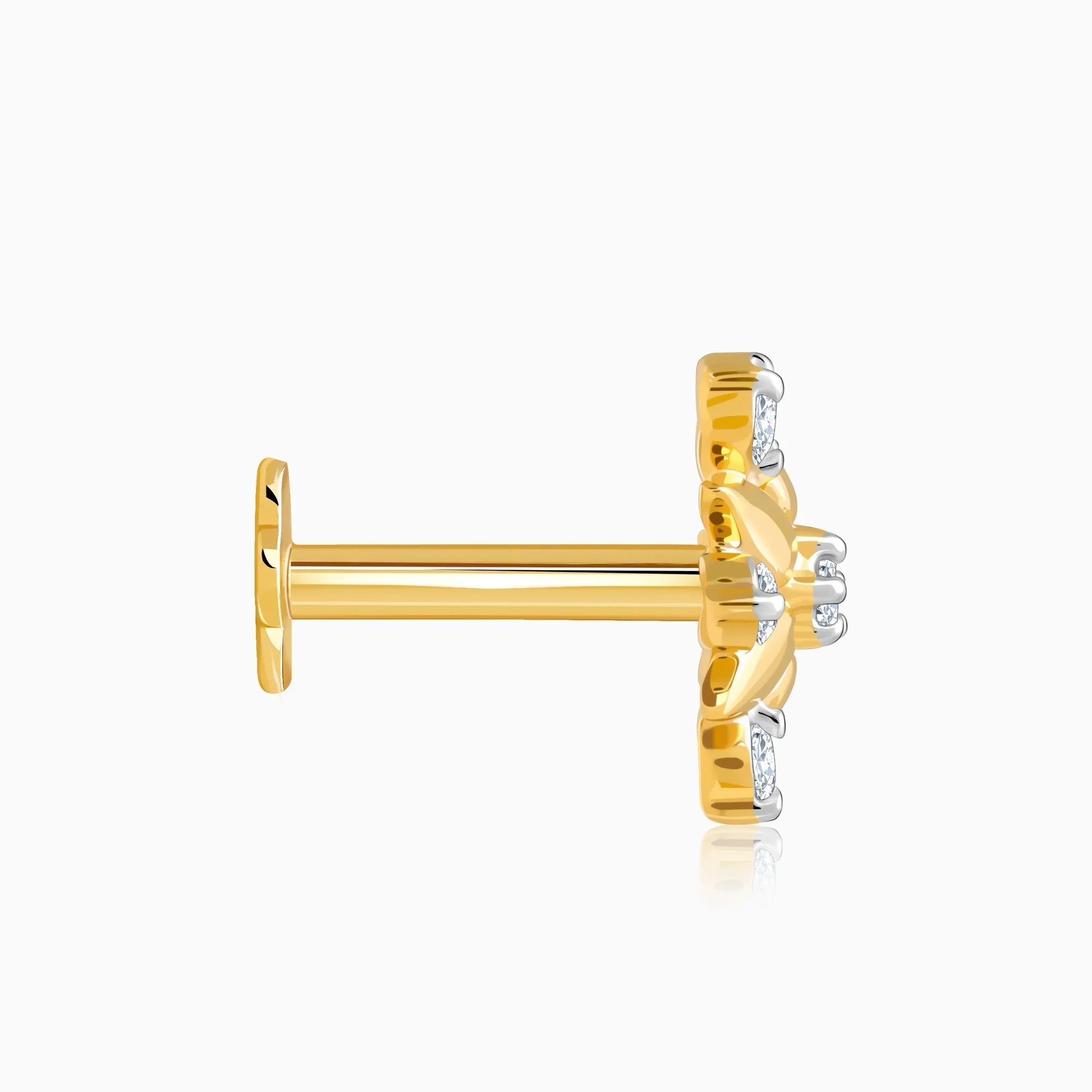Gold Shinny Floret Diamond Nose Pin Giva