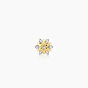 Gold Shinny Floret Diamond Nose Pin Giva