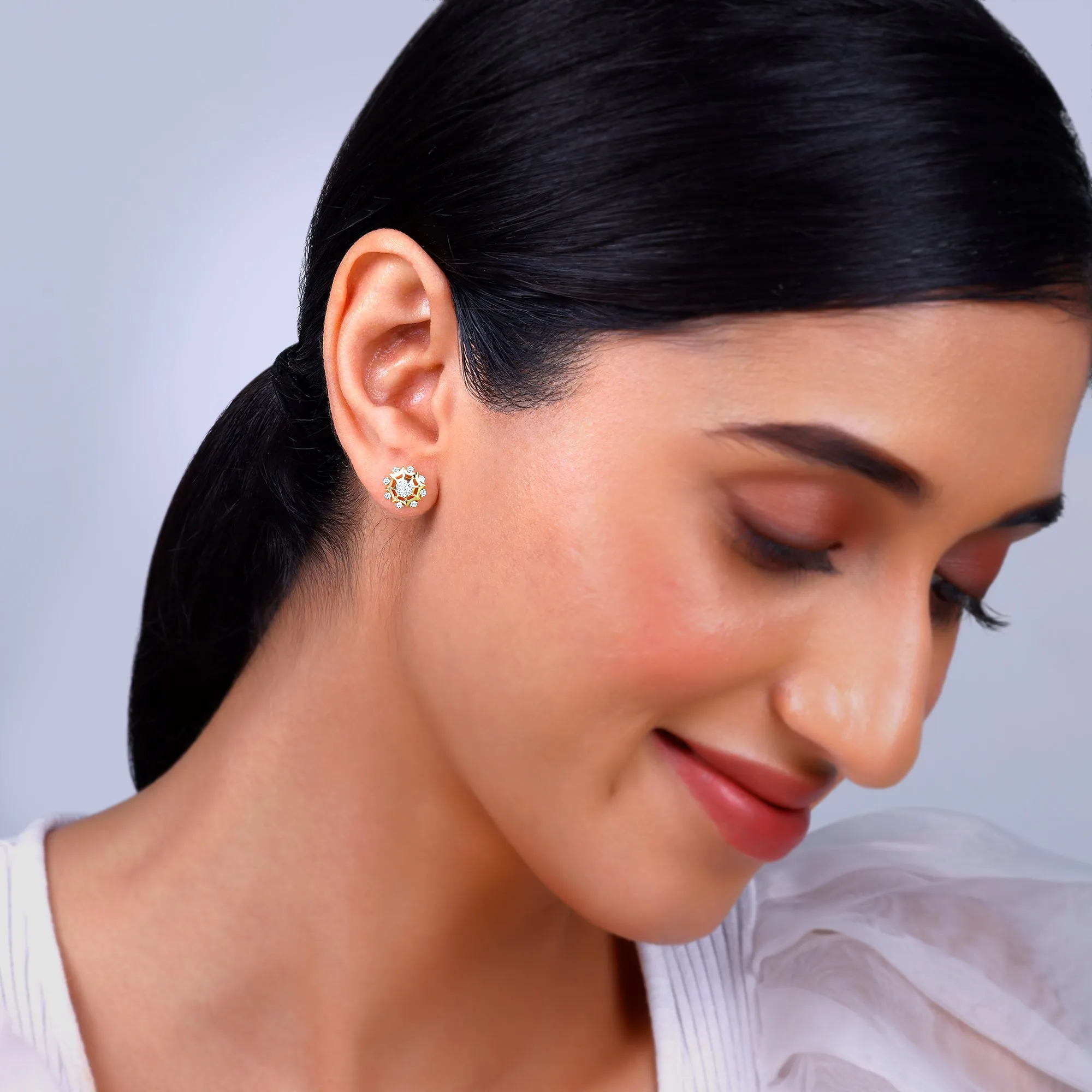 Gold Sparkling Dahlia Diamond Earrings Giva