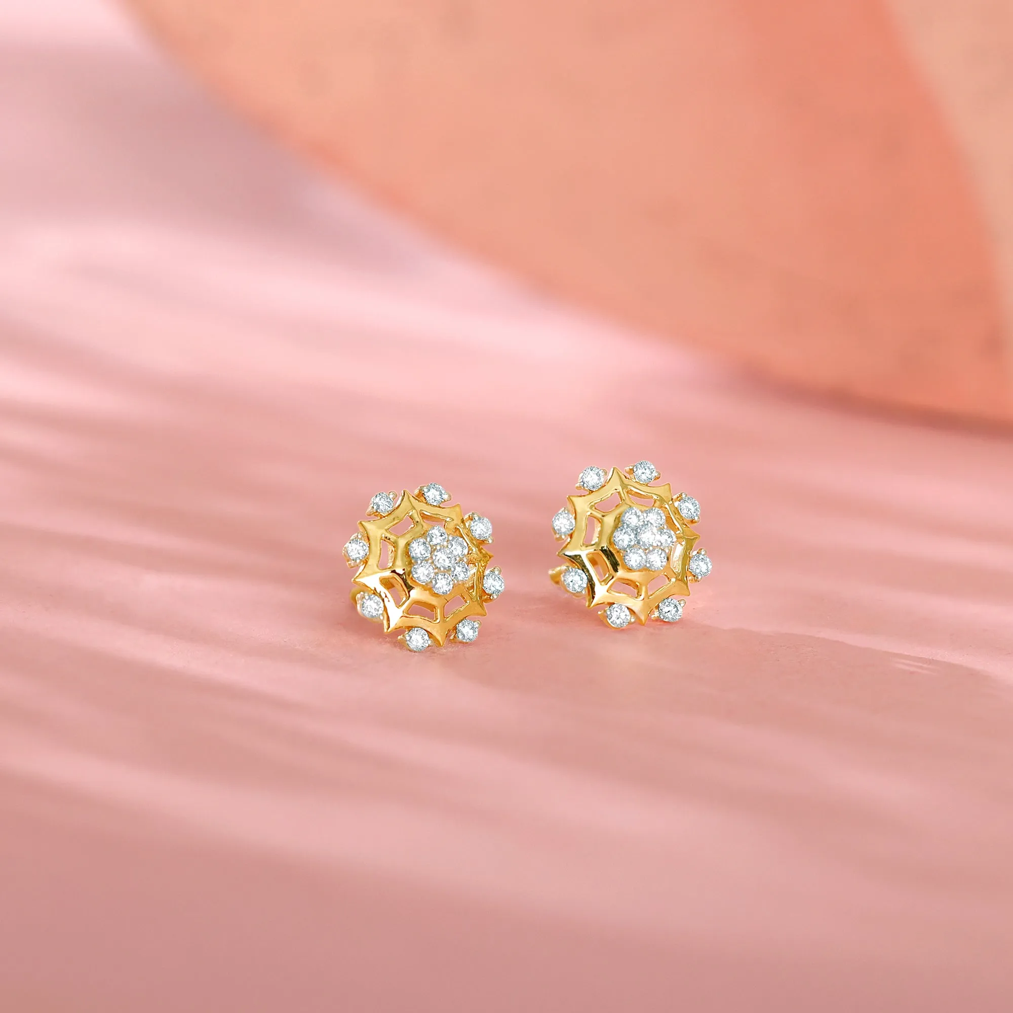 Gold Sparkling Dahlia Diamond Earrings Giva