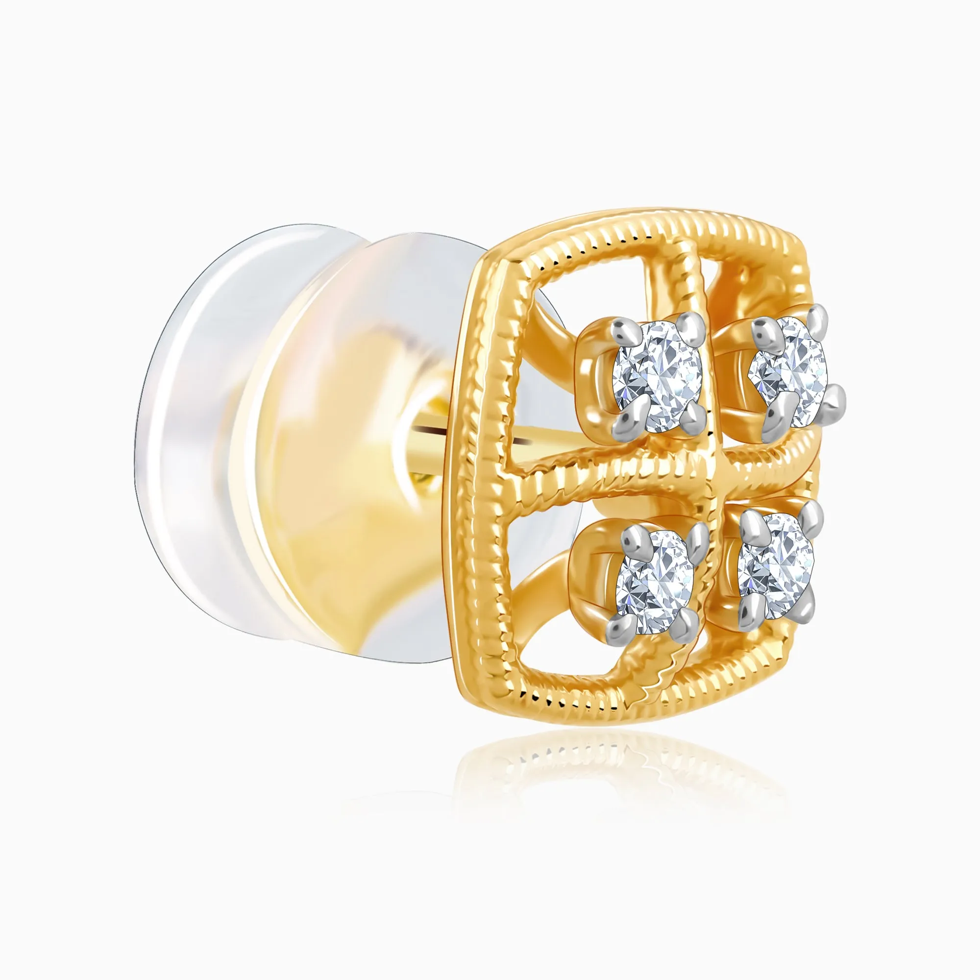 Gold Square Diamond Earrings Giva