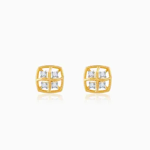 Gold Square Diamond Earrings Giva