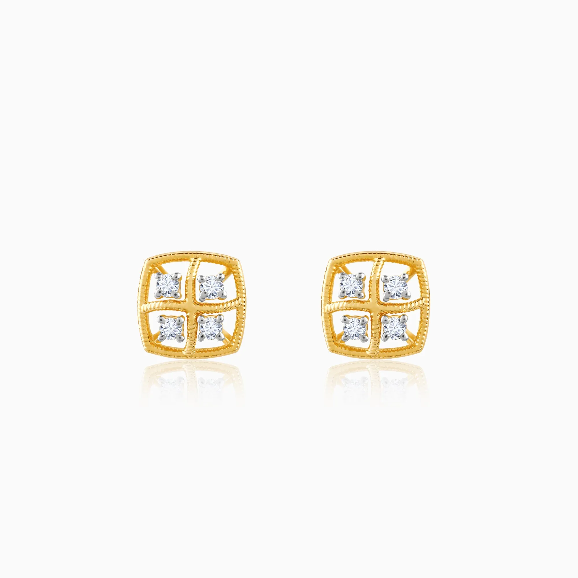 Gold Square Diamond Earrings Giva