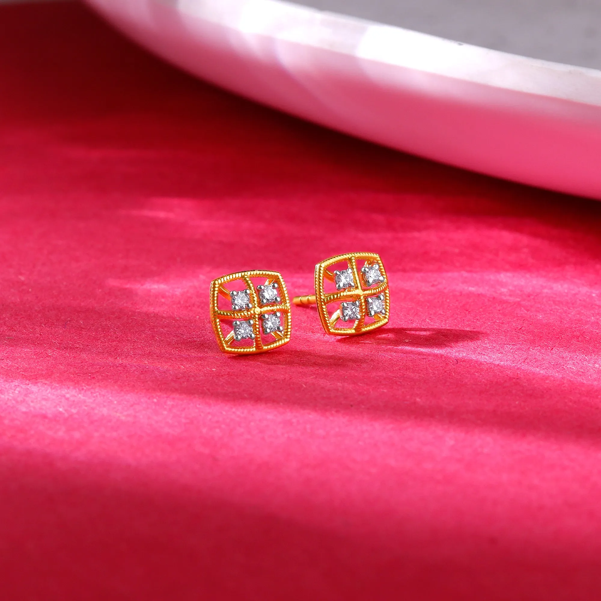 Gold Square Diamond Earrings Giva