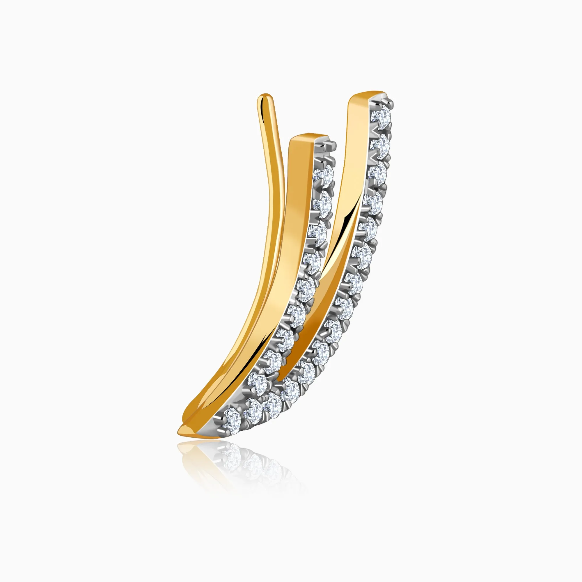 Gold Wave Layers Diamond Earrings Giva