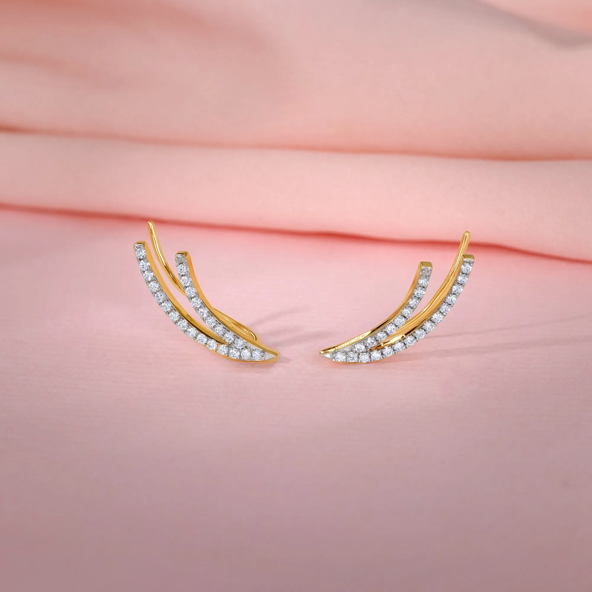 Gold Wave Layers Diamond Earrings Giva