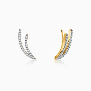Gold Wave Layers Diamond Earrings Giva