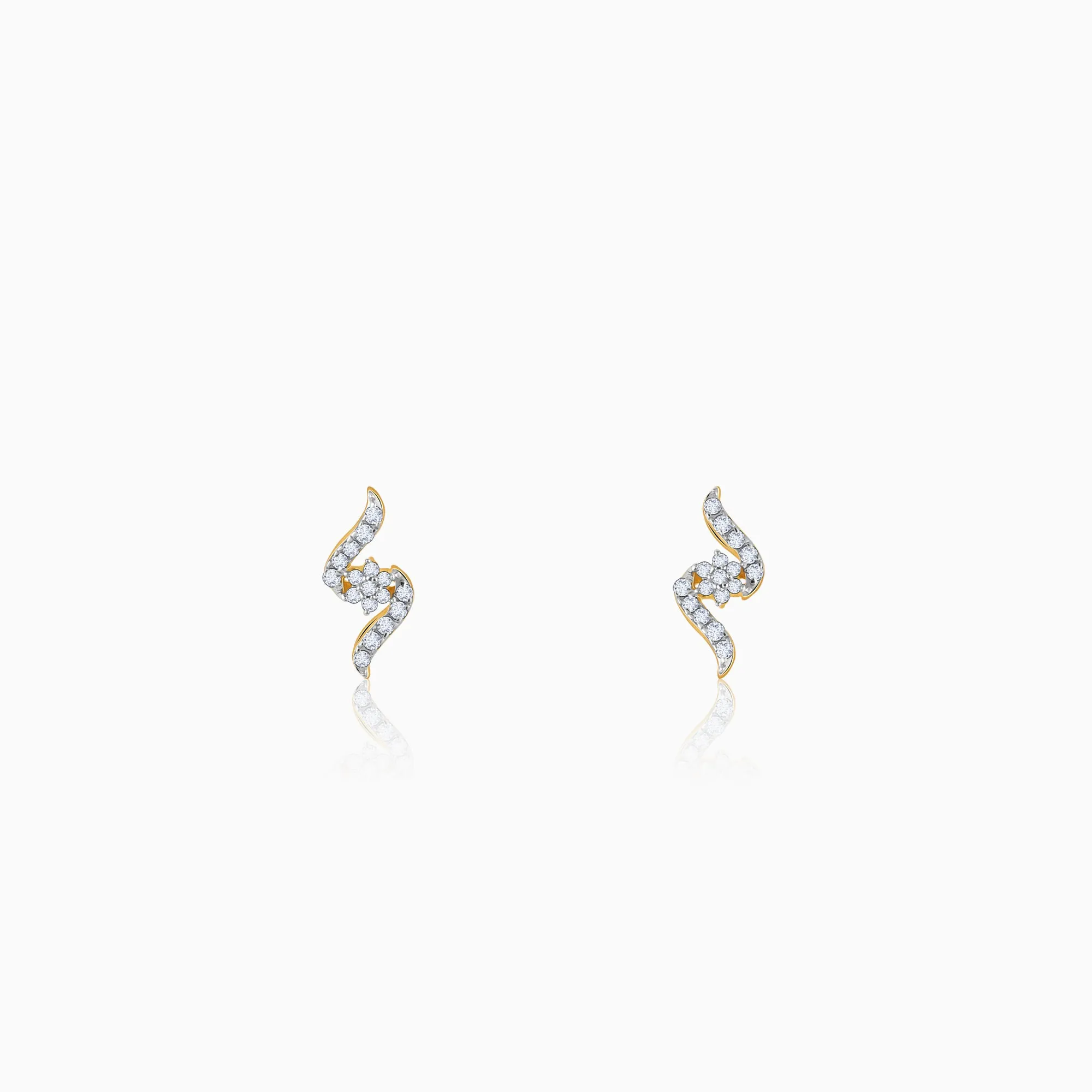 Gold Wavy Chakra Diamond Earrings Giva