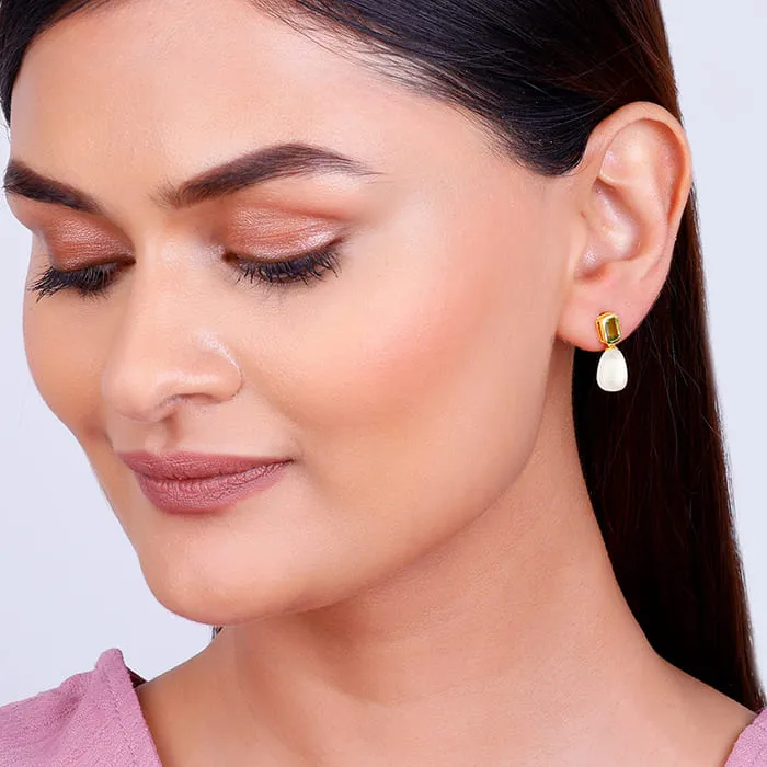 Golden Amber & Pearl Earrings Giva