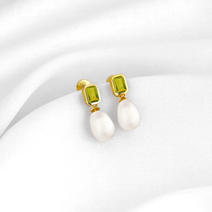 Golden Amber & Pearl Earrings Giva