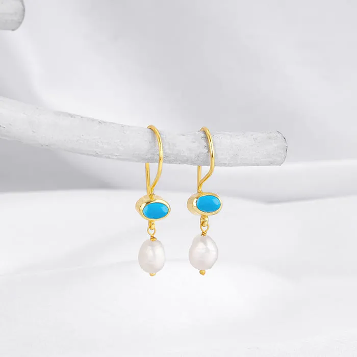 Golden Aquapearl Earrings Giva