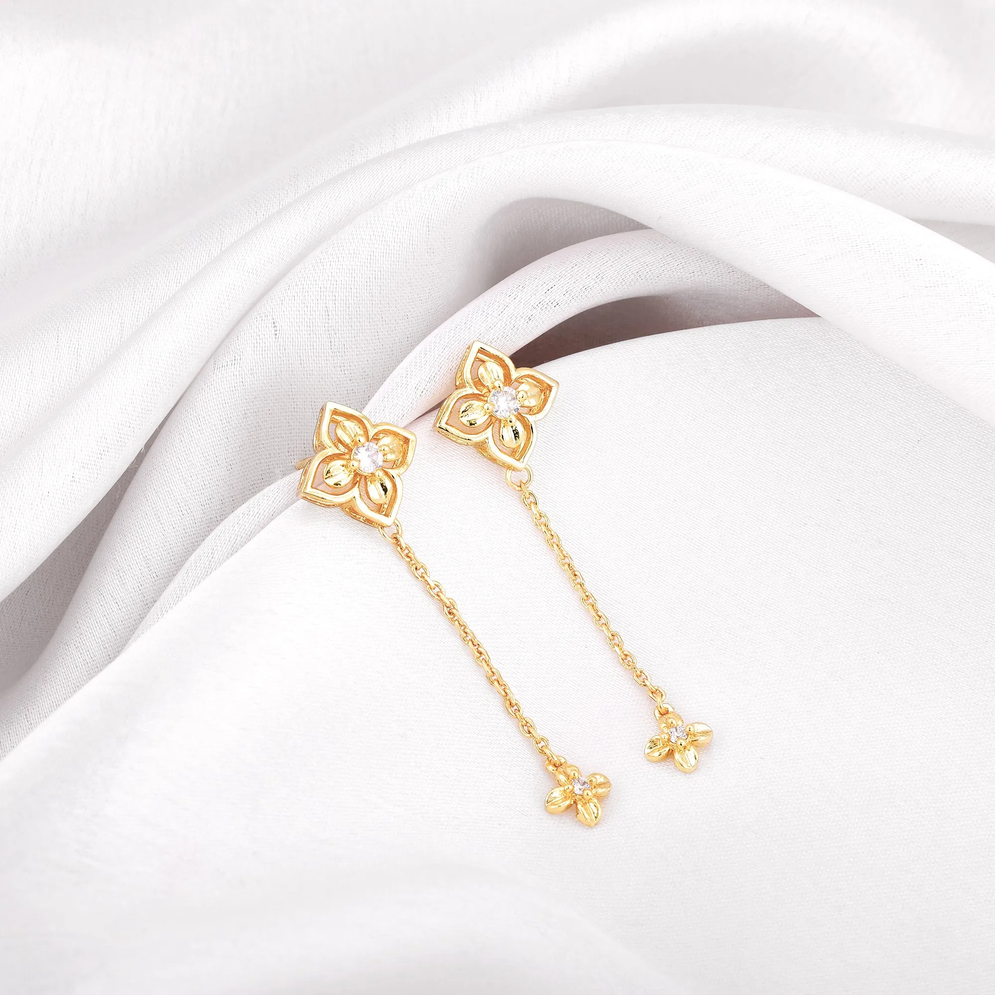 Golden Artsy Floral Earrings Giva