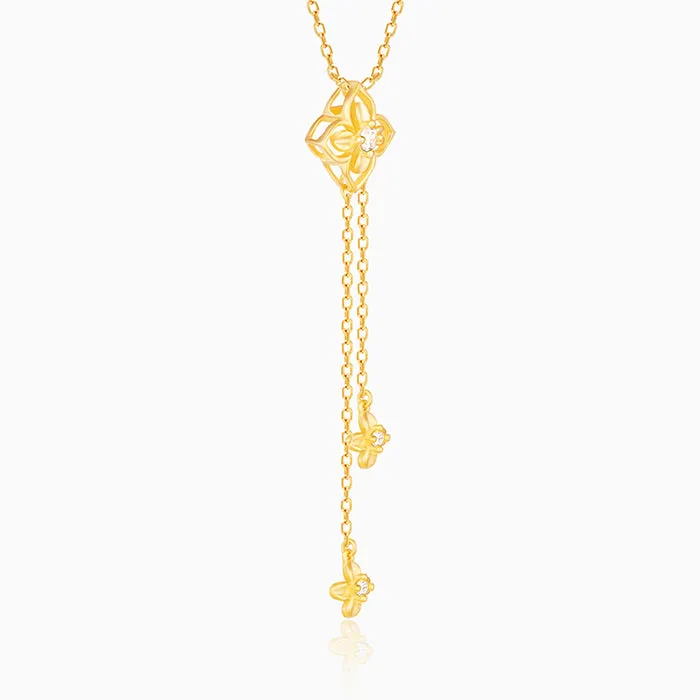 Golden Artsy Floral Necklace Giva