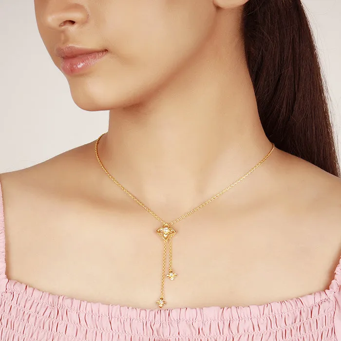 Golden Artsy Floral Necklace Giva