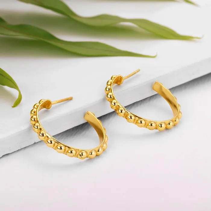Golden Beaded Hoop Earrings Giva