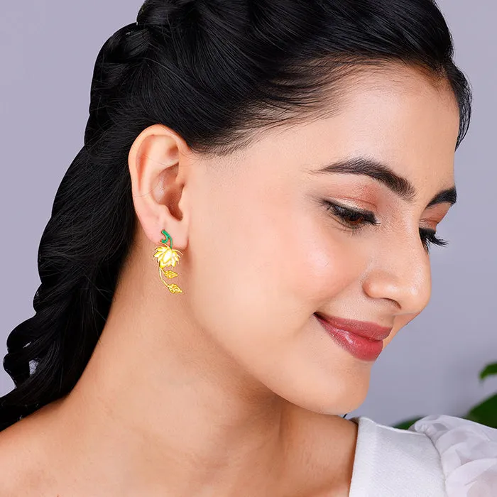 Golden Bewitching Brahma Kamal Convertible Earrings Giva