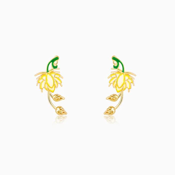 Golden Bewitching Brahma Kamal Convertible Earrings Giva