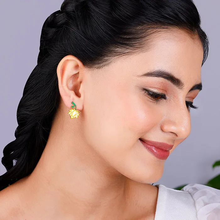 Golden Bewitching Brahma Kamal Convertible Earrings Giva