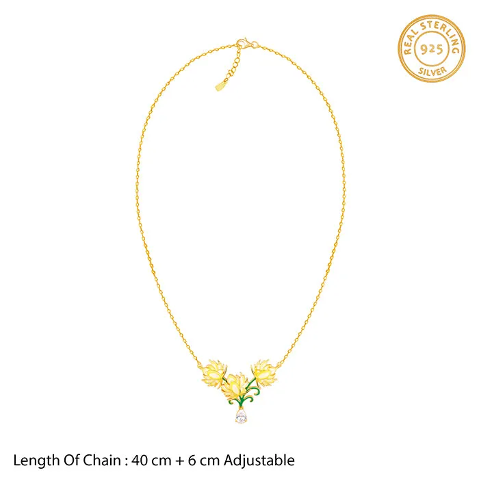 Golden Bewitching Brahma Kamal Necklace Giva