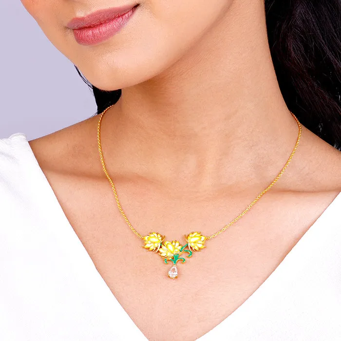 Golden Bewitching Brahma Kamal Necklace Giva