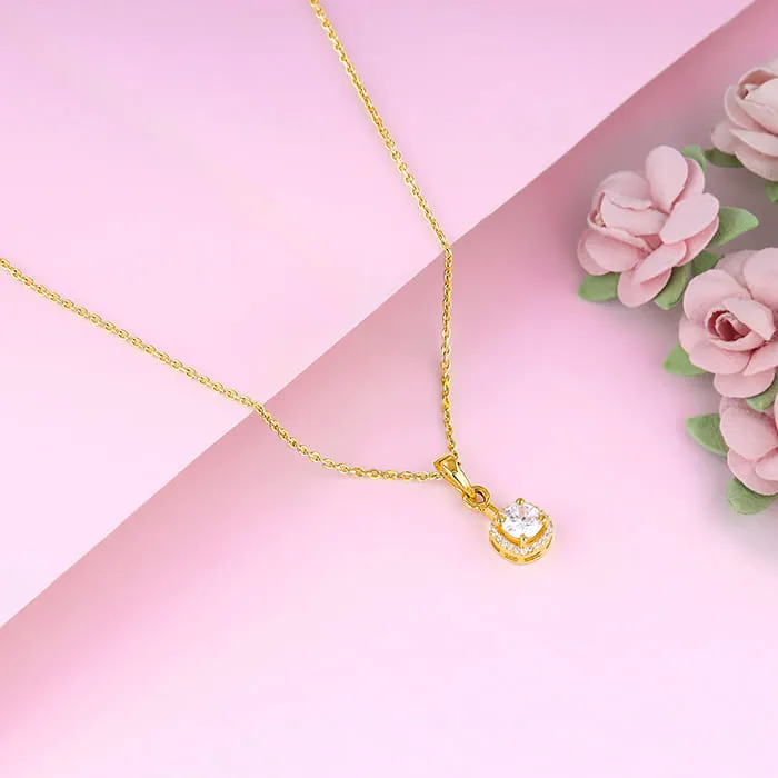 Golden Classy Solitaire Pendant With Link Chain Giva