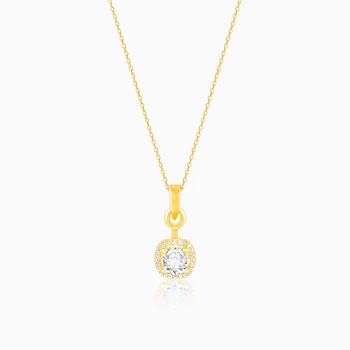 Golden Classy Solitaire Pendant With Link Chain Giva