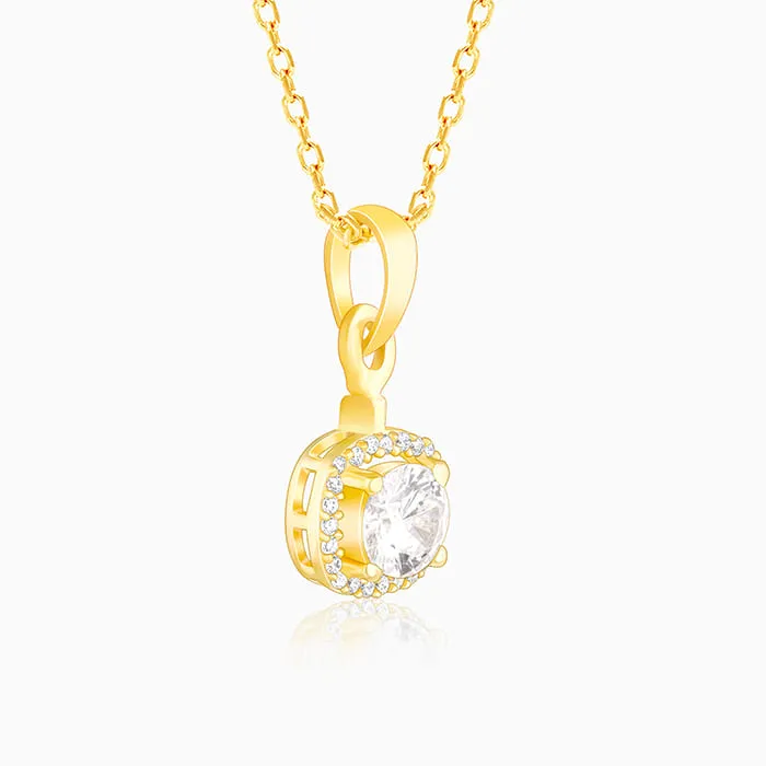 Golden Classy Solitaire Pendant With Link Chain Giva