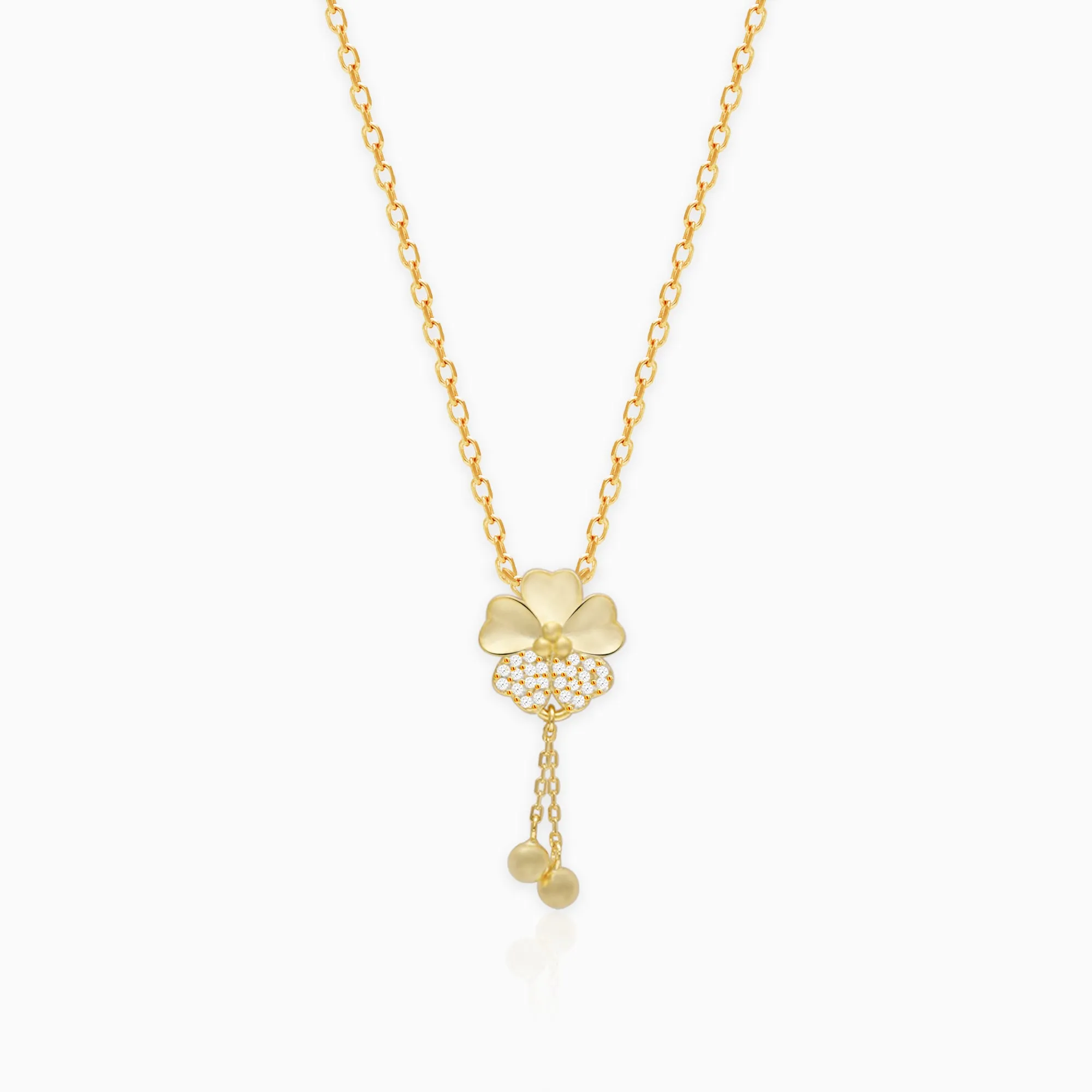 Golden Clover Dangle Pendant with Link Chain Giva