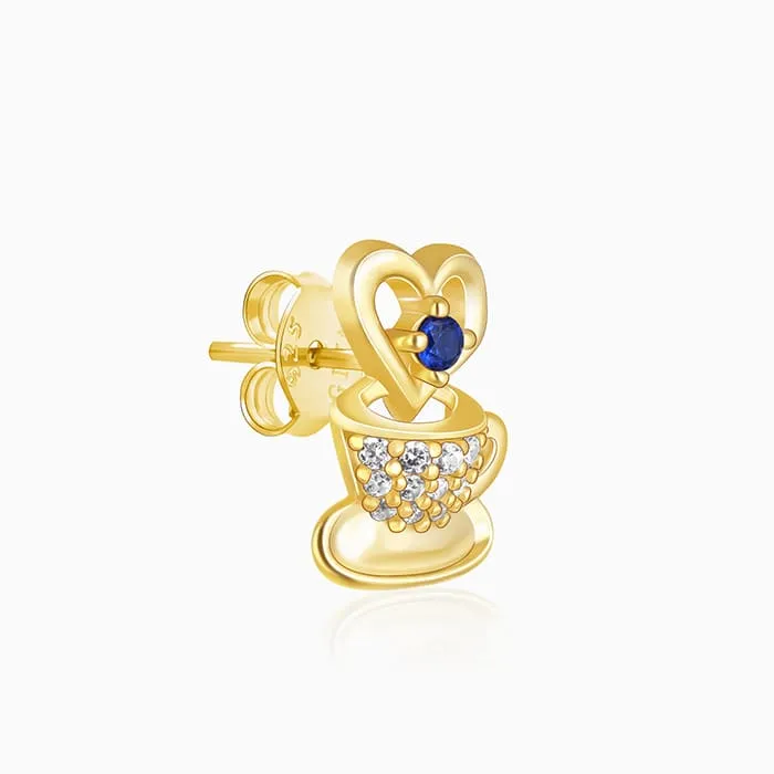 Golden Coffee Love Stud Earrings Giva