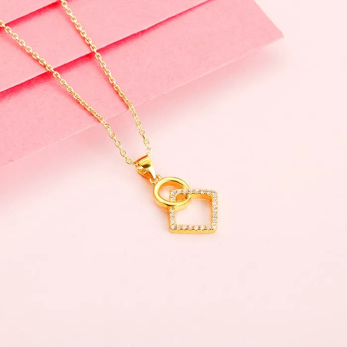 Golden Cubic Circle Pendant with Link Chain Giva