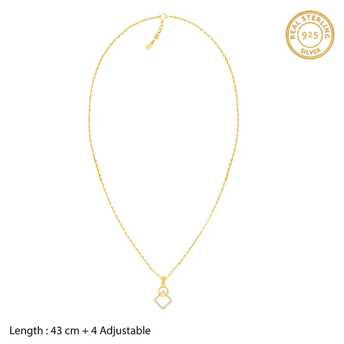 Golden Cubic Circle Pendant with Link Chain Giva