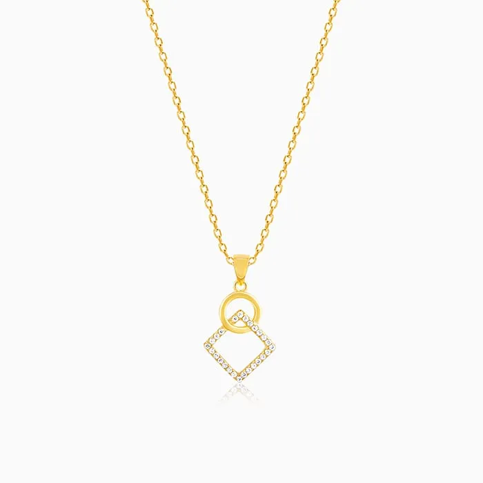 Golden Cubic Circle Pendant with Link Chain Giva