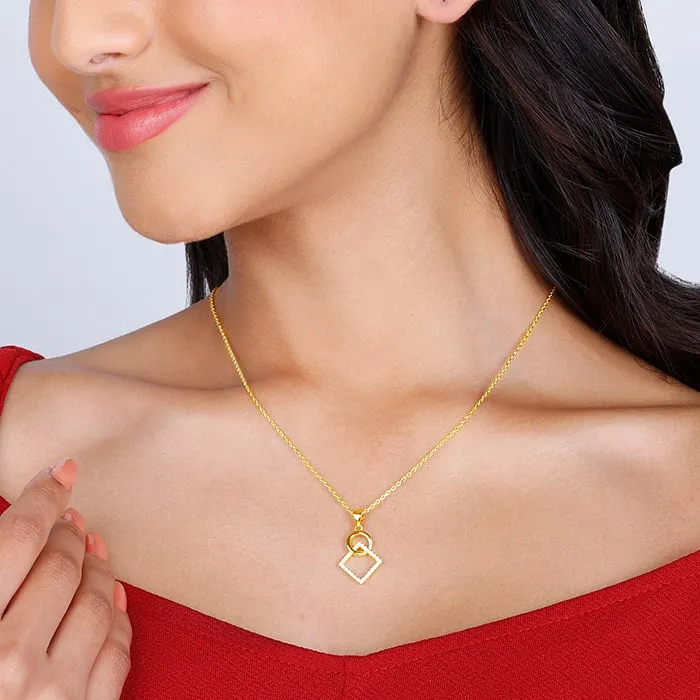 Golden Cubic Circle Pendant with Link Chain Giva